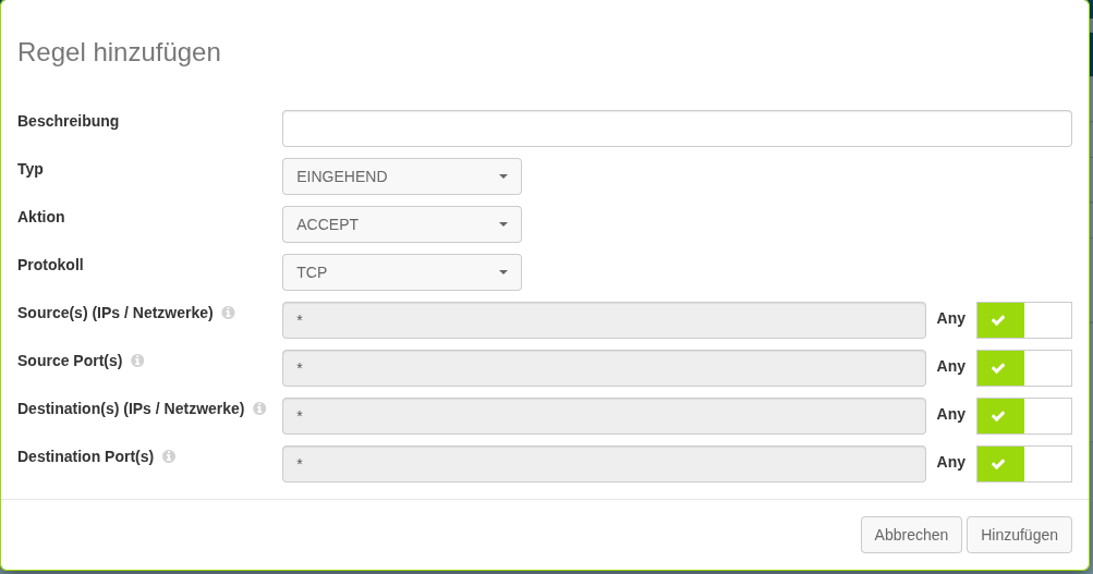 Screenshot: Creating a Firewall Policy