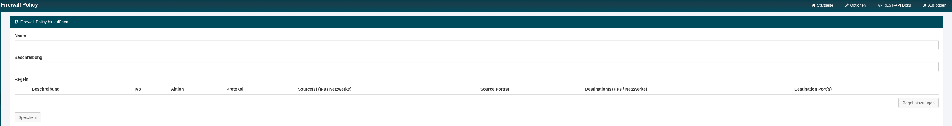 Screenshot: Defining Firewall Rules